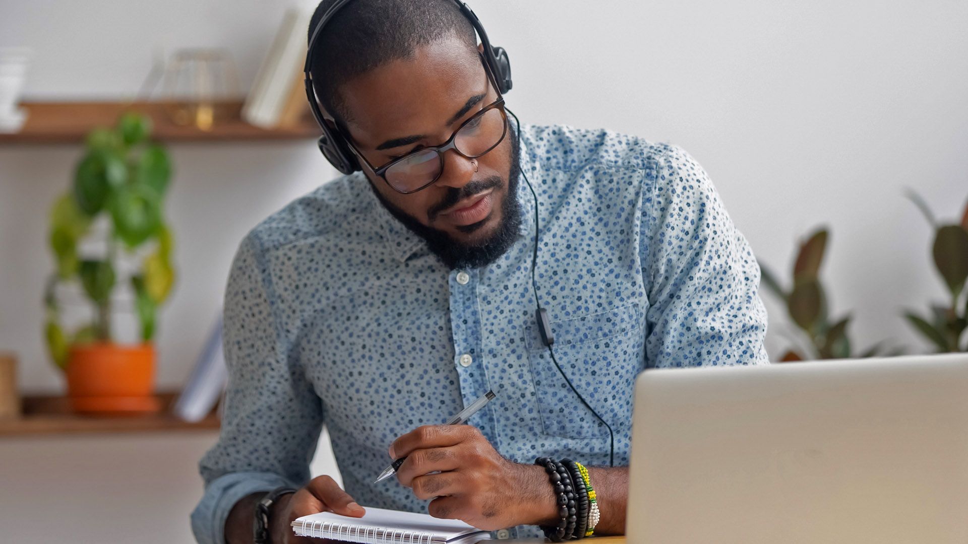 man completing a sales call